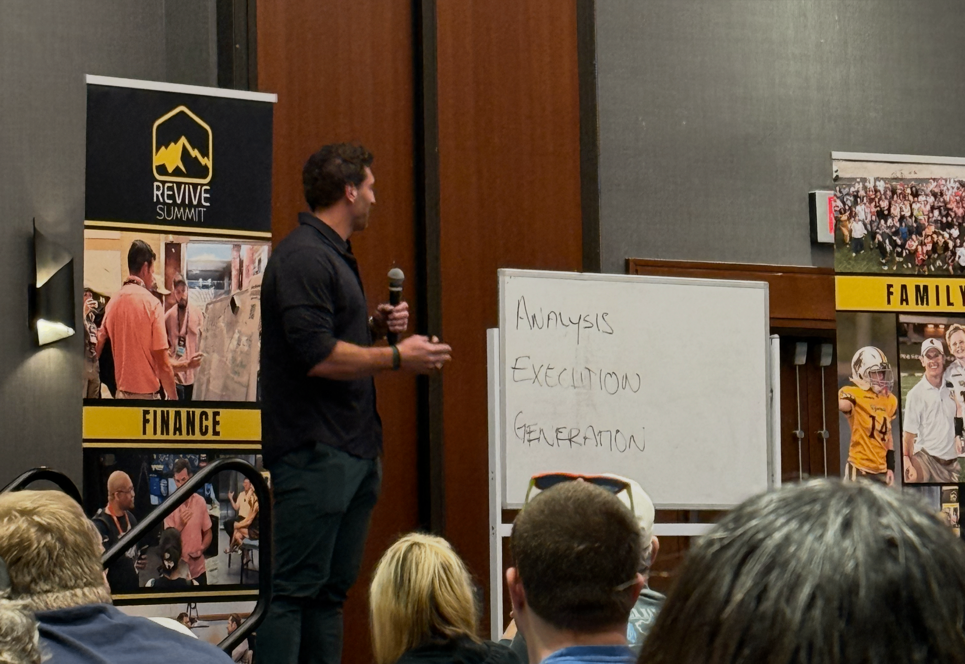 Maxwell speaking at Revive Summit on analysis, execution, and generation